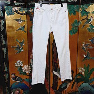 Chaps White Jeans, Woman Size 10, Denim, Cotton, Elastin, straight leg